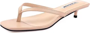 STUNAHOME Womens Kitten Heel Thong Sandals with Memory Foam Cute Flip Flop Heels for Women 1.4 Inches