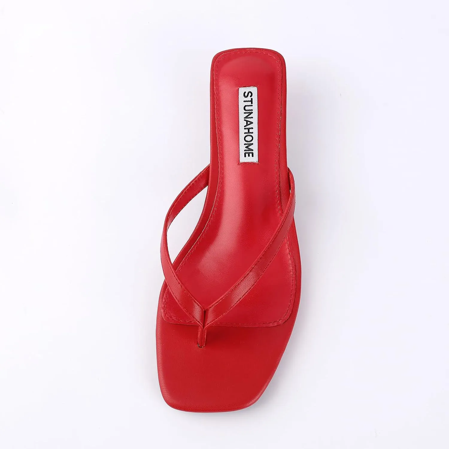 STUNAHOME Womens Kitten Heel Thong Sandals with Memory Foam Cute Flip Flop Heels for Women 1.4 Inches