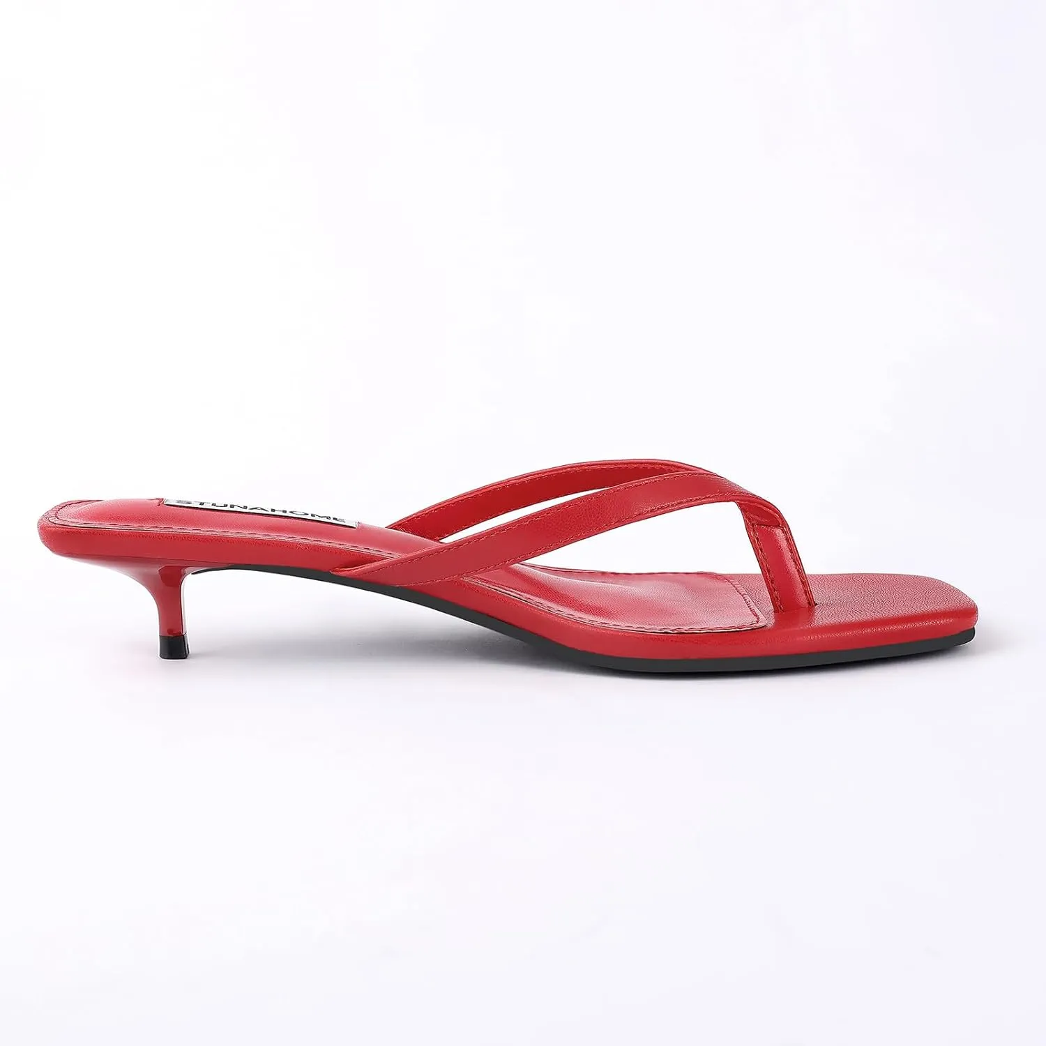 STUNAHOME Womens Kitten Heel Thong Sandals with Memory Foam Cute Flip Flop Heels for Women 1.4 Inches