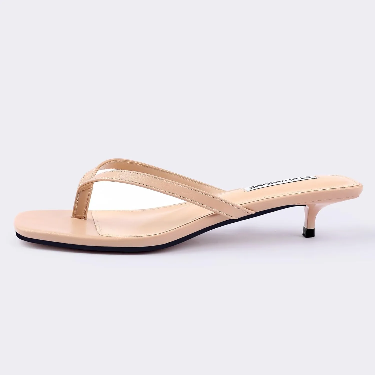 STUNAHOME Womens Kitten Heel Thong Sandals with Memory Foam Cute Flip Flop Heels for Women 1.4 Inches