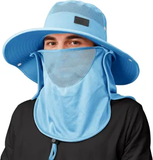 Sukeen Fishing Hat for Men Women, Wide Brim Outdoor UPF 50  Sun Protection with Detachable Neck Flap and Face Mask
