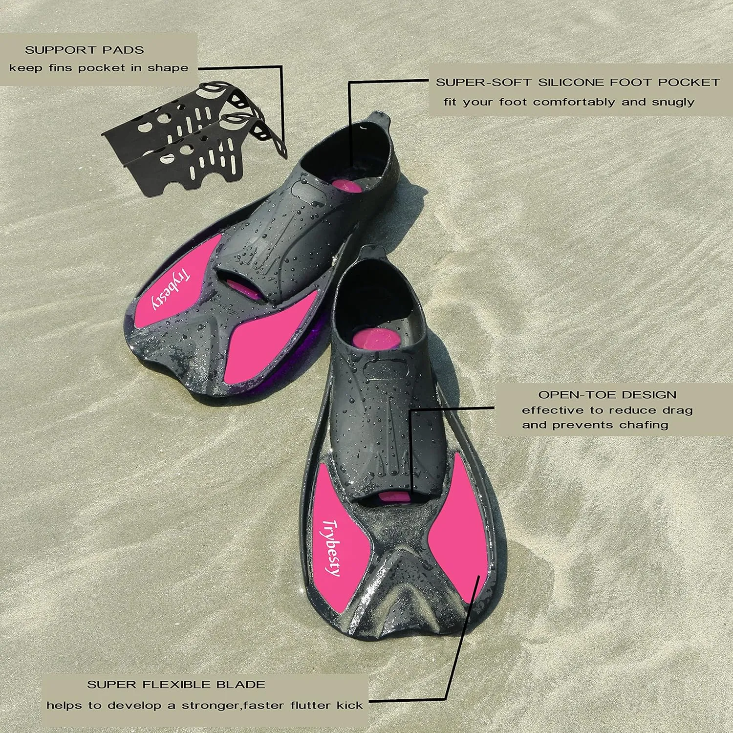 Swim Fins,Short Snorkel Fins Travel Size Flippers for Snorkeling Diving Swimming Adult Men Women