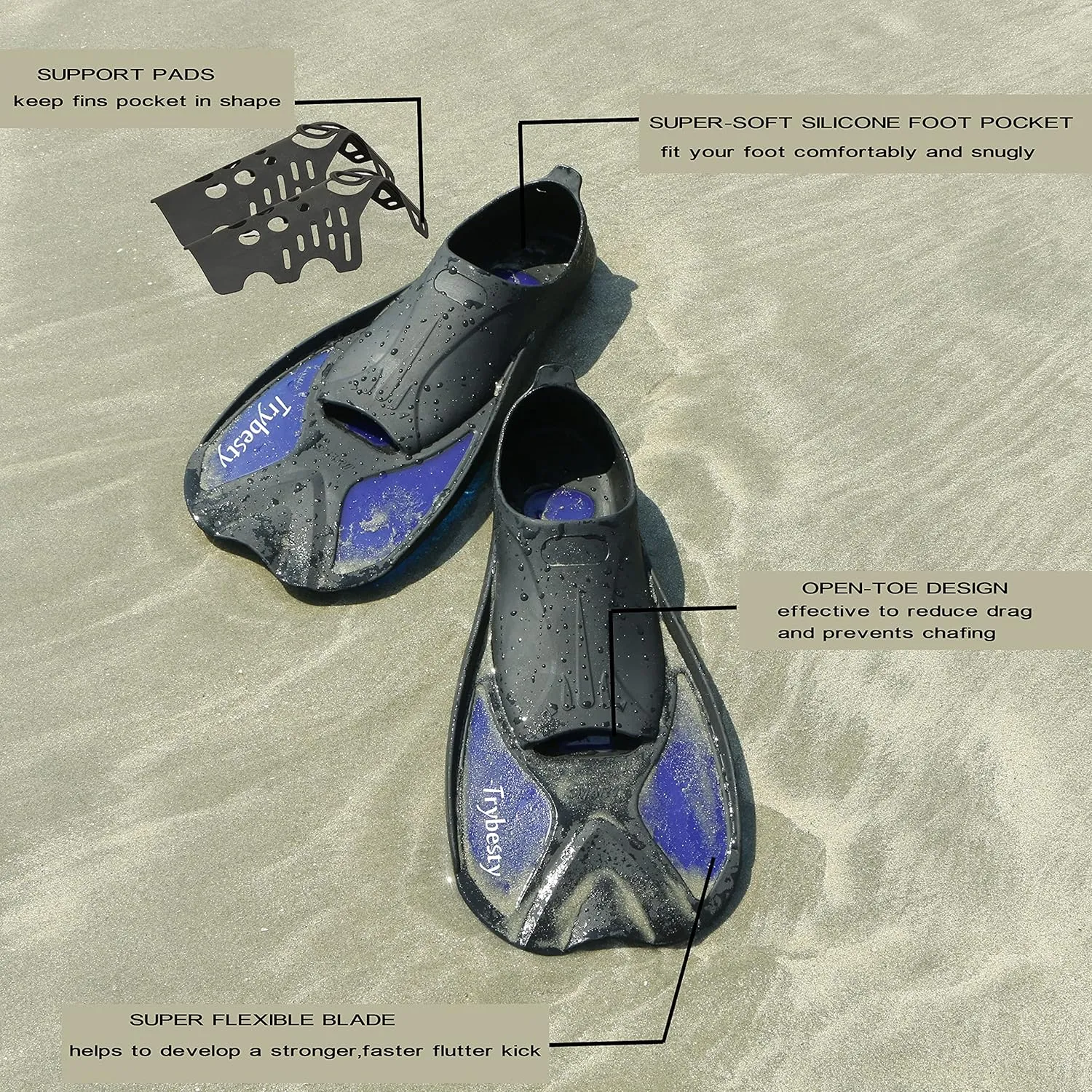 Swim Fins,Short Snorkel Fins Travel Size Flippers for Snorkeling Diving Swimming Adult Men Women