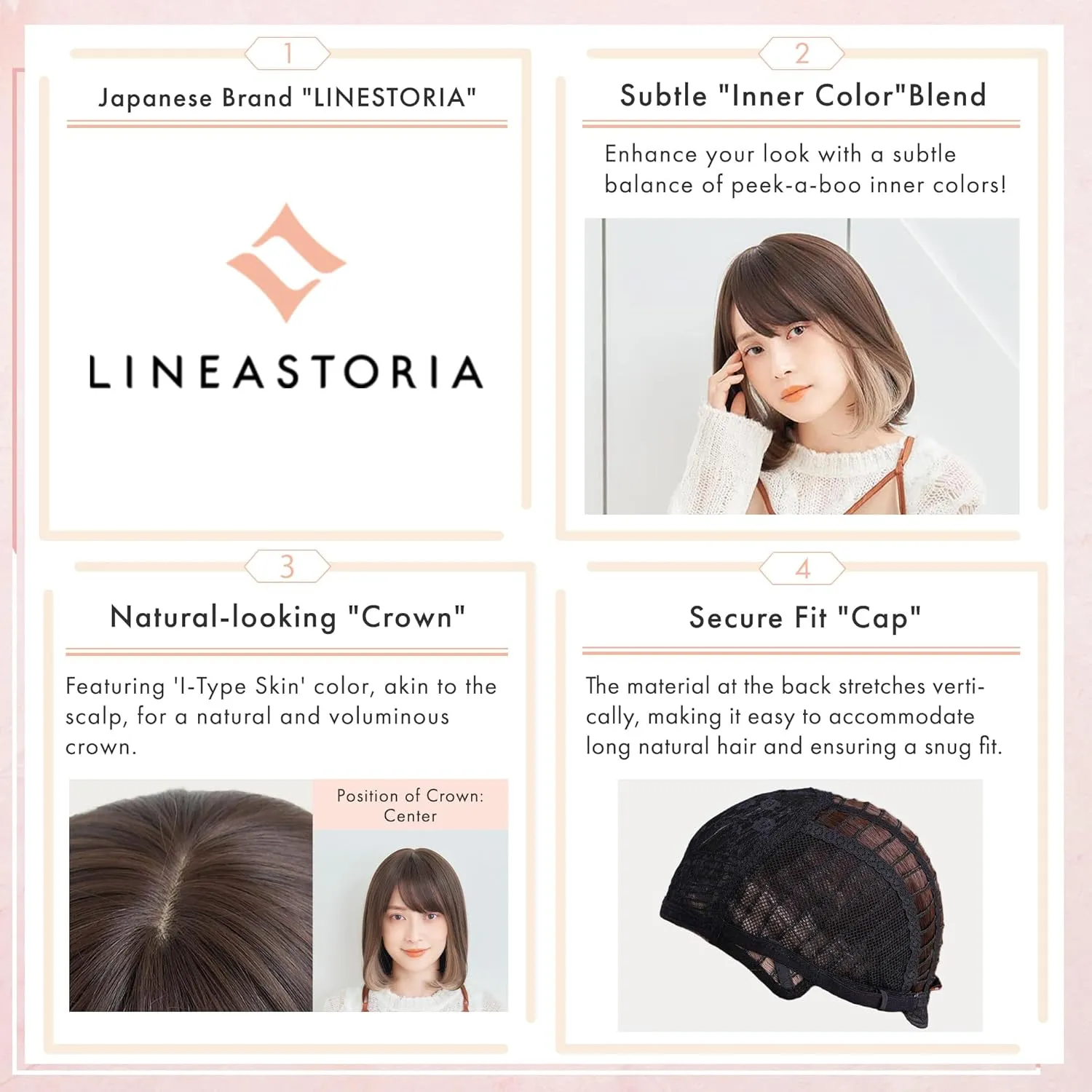 Synthetic Hair Inner Color Casual Bob Wig - Glueless, Heat-Resistant, Natural Crown & Comfortable Stretch Cap (Chocolate Brown & Purple Veil, M)