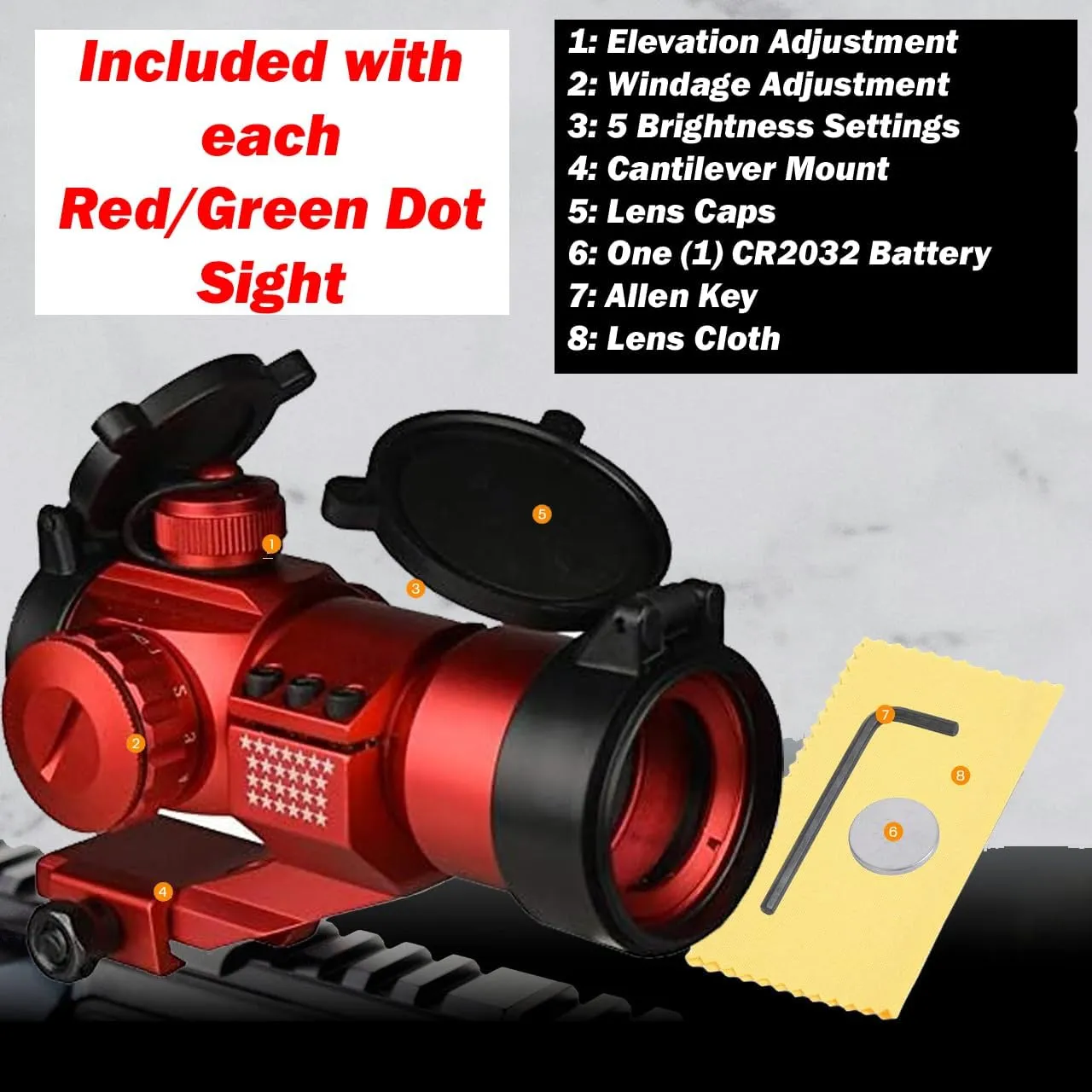 Tactical Scope Reflex Stinger 4 MOA Red - Green Dot Sight with Picatinny Mount