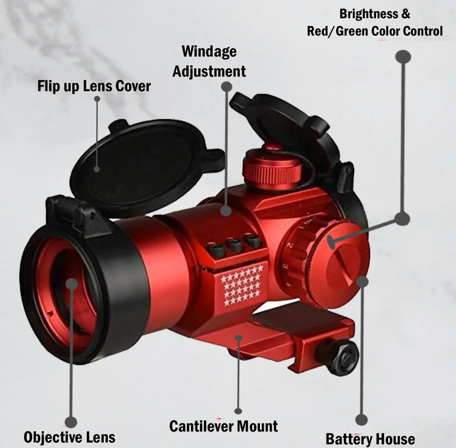 Tactical Scope Reflex Stinger 4 MOA Red - Green Dot Sight with Picatinny Mount