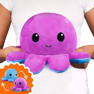 TeeTurtle - Original Reversible Big Octopus Plushie - Purple   Blue - Huggable and Soft Sensory Fidget Toy Stuffed Animals That Show Your Mood - Gift for Kids and Adults!