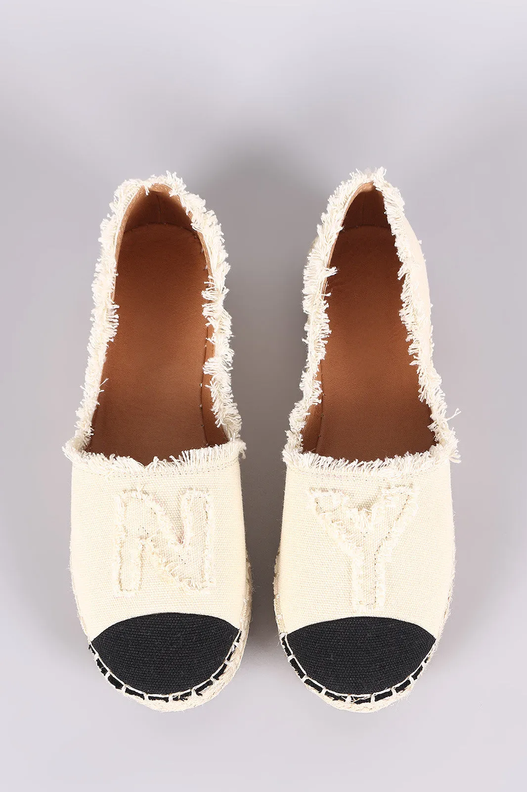 Tested Frayed Espadrille Slip Cap Contrast Toe Loafer On Smart design Denim Flat