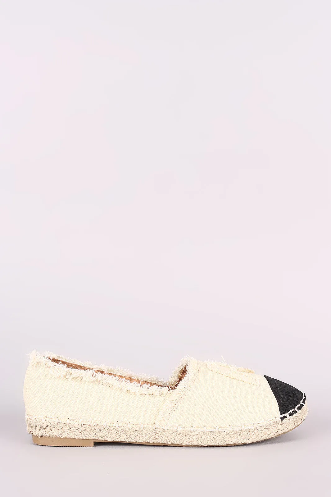Tested Frayed Espadrille Slip Cap Contrast Toe Loafer On Smart design Denim Flat