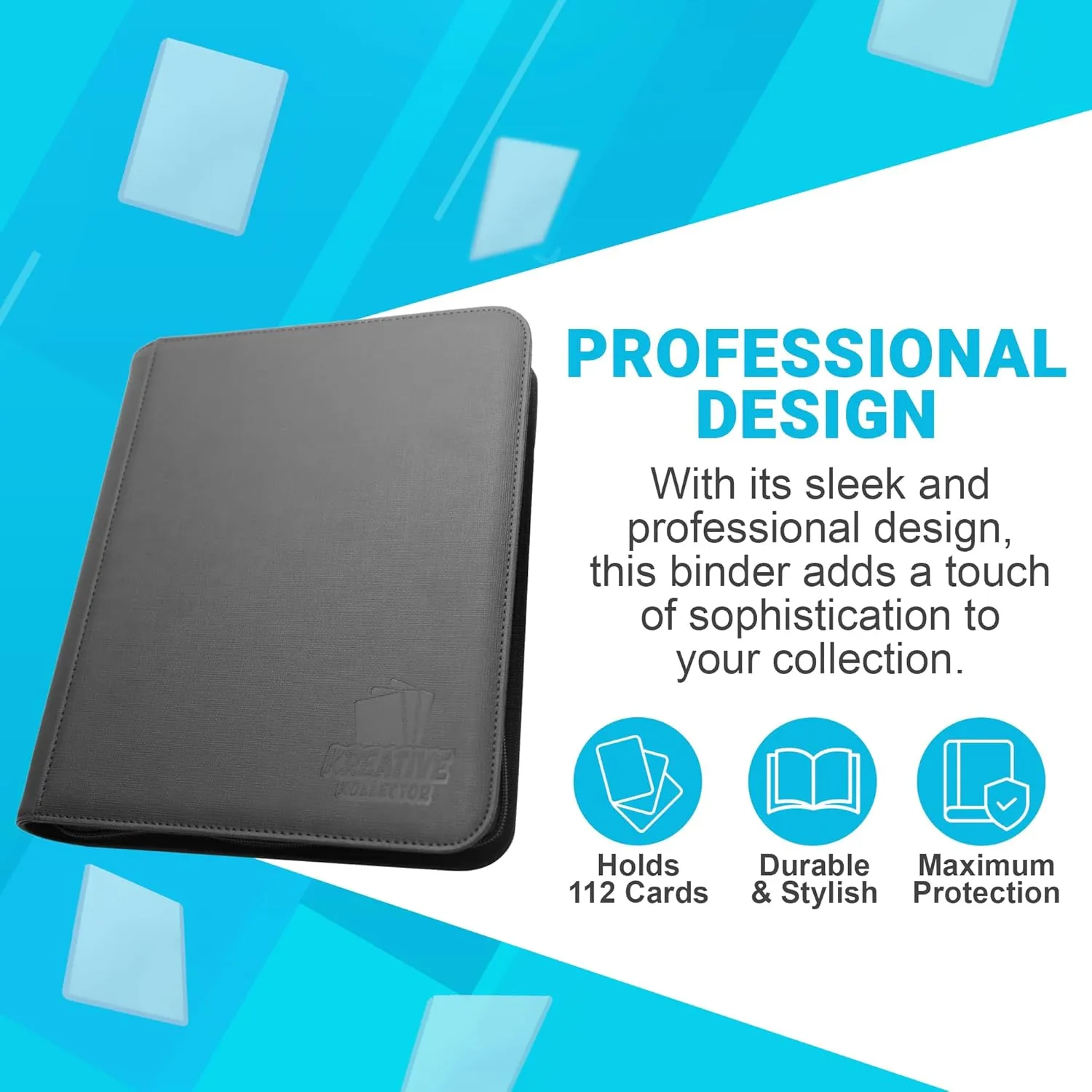 Toploader Binder – 4-Pocket Side Load Trading Card Album, Holds 112 Cards with 20 Toploader Sleeves, Compatible with Pokemon, MTG, Sports Cards, Top Loader Storage (Black)