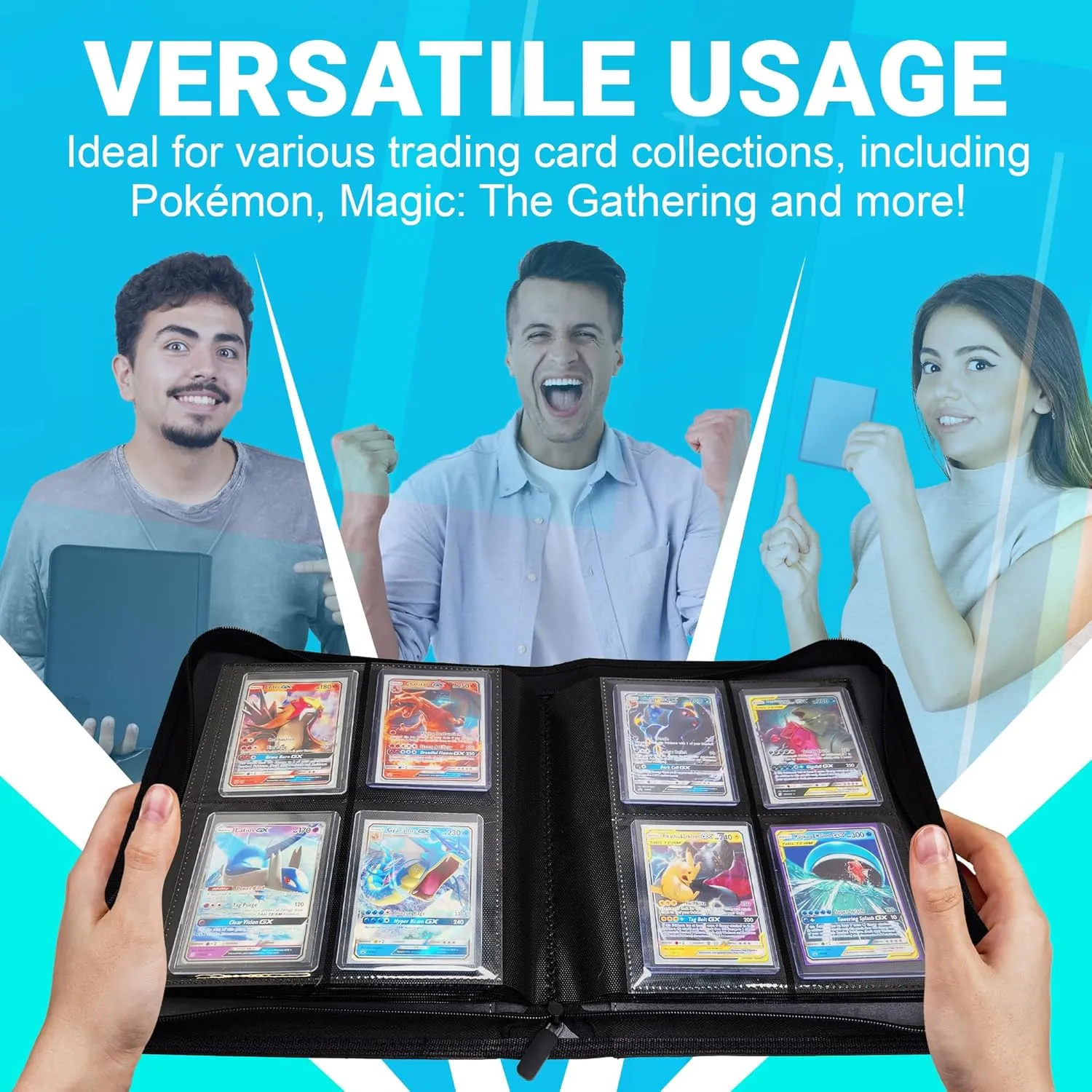 Toploader Binder – 4-Pocket Side Load Trading Card Album, Holds 112 Cards with 20 Toploader Sleeves, Compatible with Pokemon, MTG, Sports Cards, Top Loader Storage (Black)