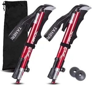 Trekking Poles Collapsible Hiking Poles – 1 Pair Aero-Grade Aluminum Alloy with Quick Lock System, Antishock Technology, Adjustable Length, Ultralight for Hiking, Camping, and Outdoor Adventures