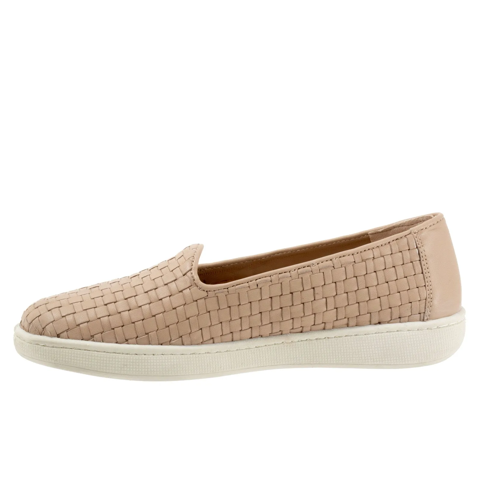 Trotters Adelina T2300-130 Womens Beige Wide Leather Loafer Flats Shoes