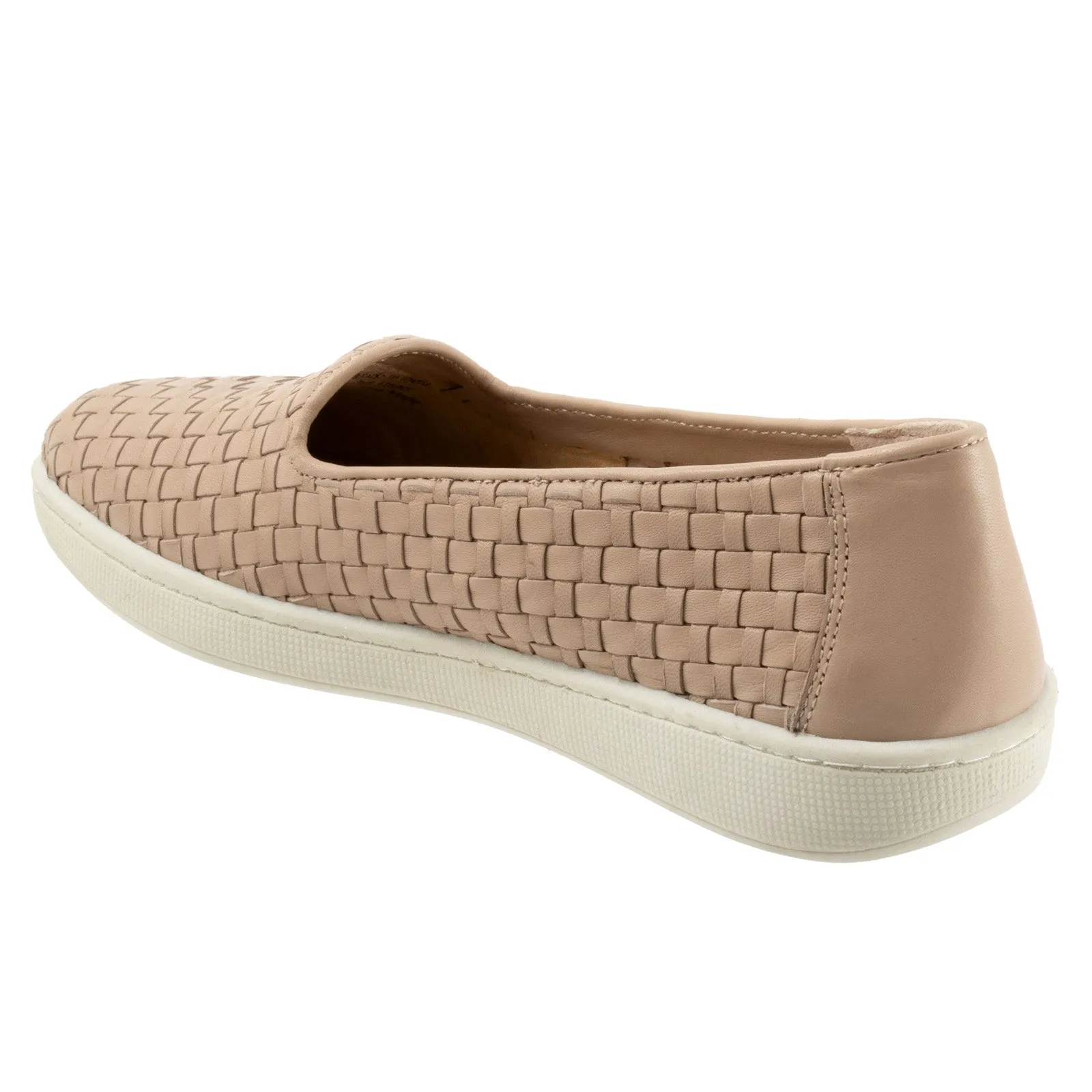 Trotters Adelina T2300-130 Womens Beige Wide Leather Loafer Flats Shoes