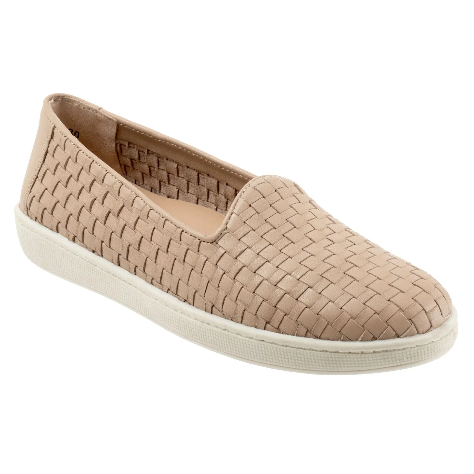 Trotters Adelina T2300-130 Womens Beige Wide Leather Loafer Flats Shoes