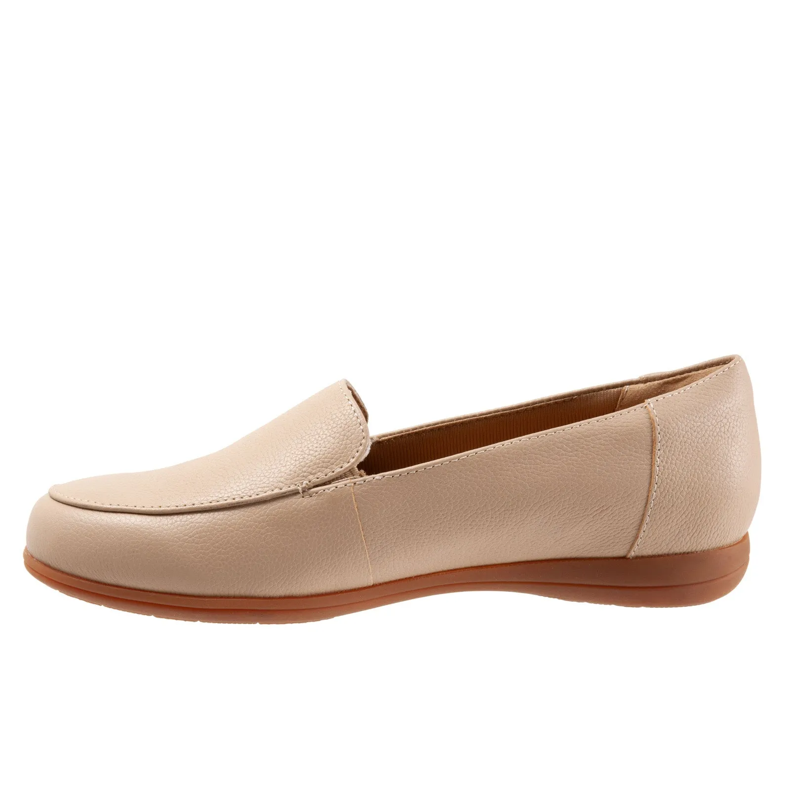 Trotters Deanna T2055-130 Womens Beige Wide Leather Loafer Flats Shoes