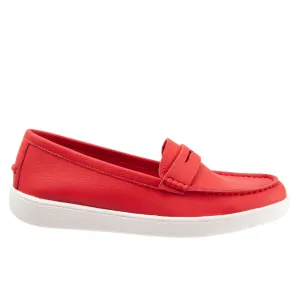 Trotters Dina T2000-600 Womens Red Narrow Leather Loafer Flats Shoes