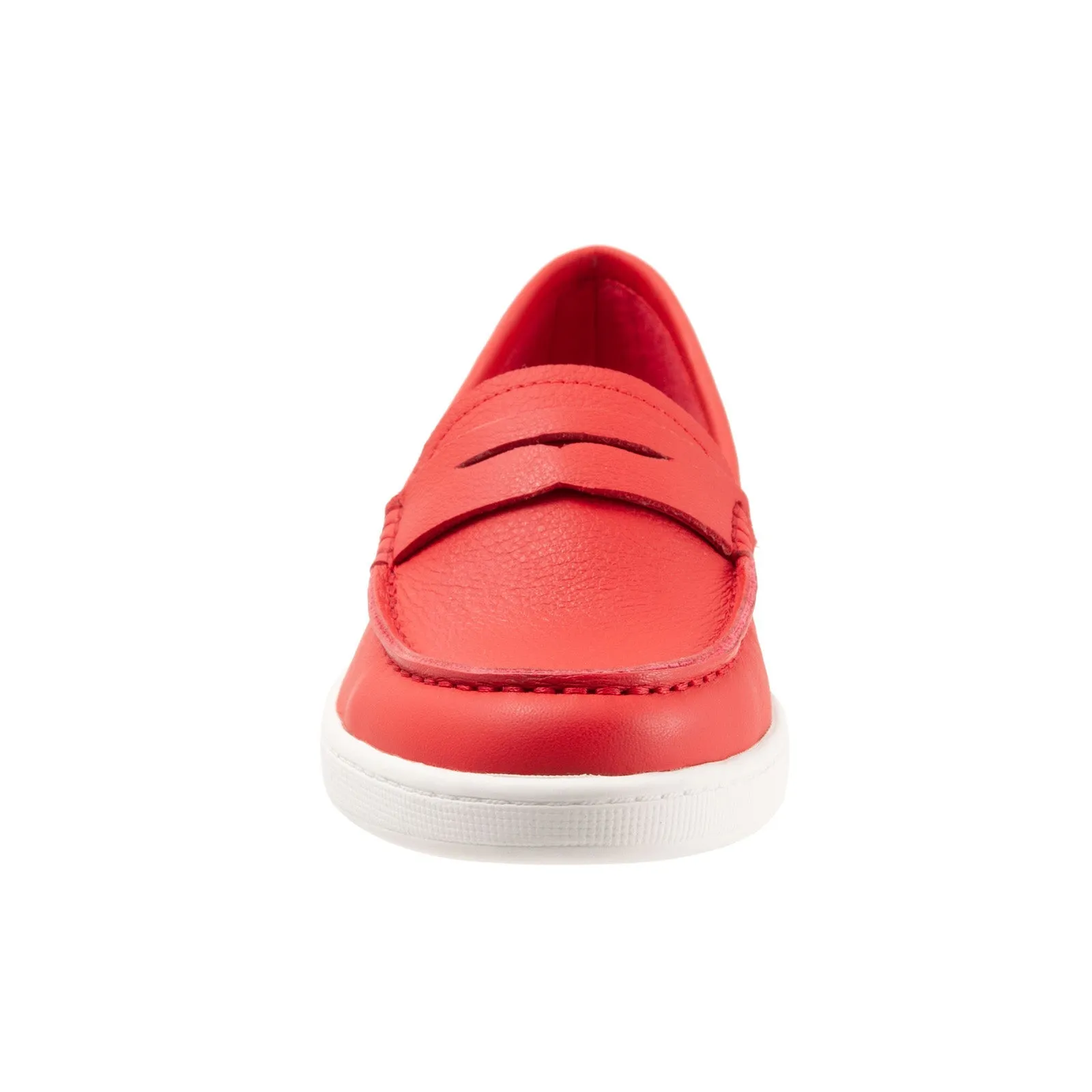 Trotters Dina T2000-600 Womens Red Narrow Leather Loafer Flats Shoes