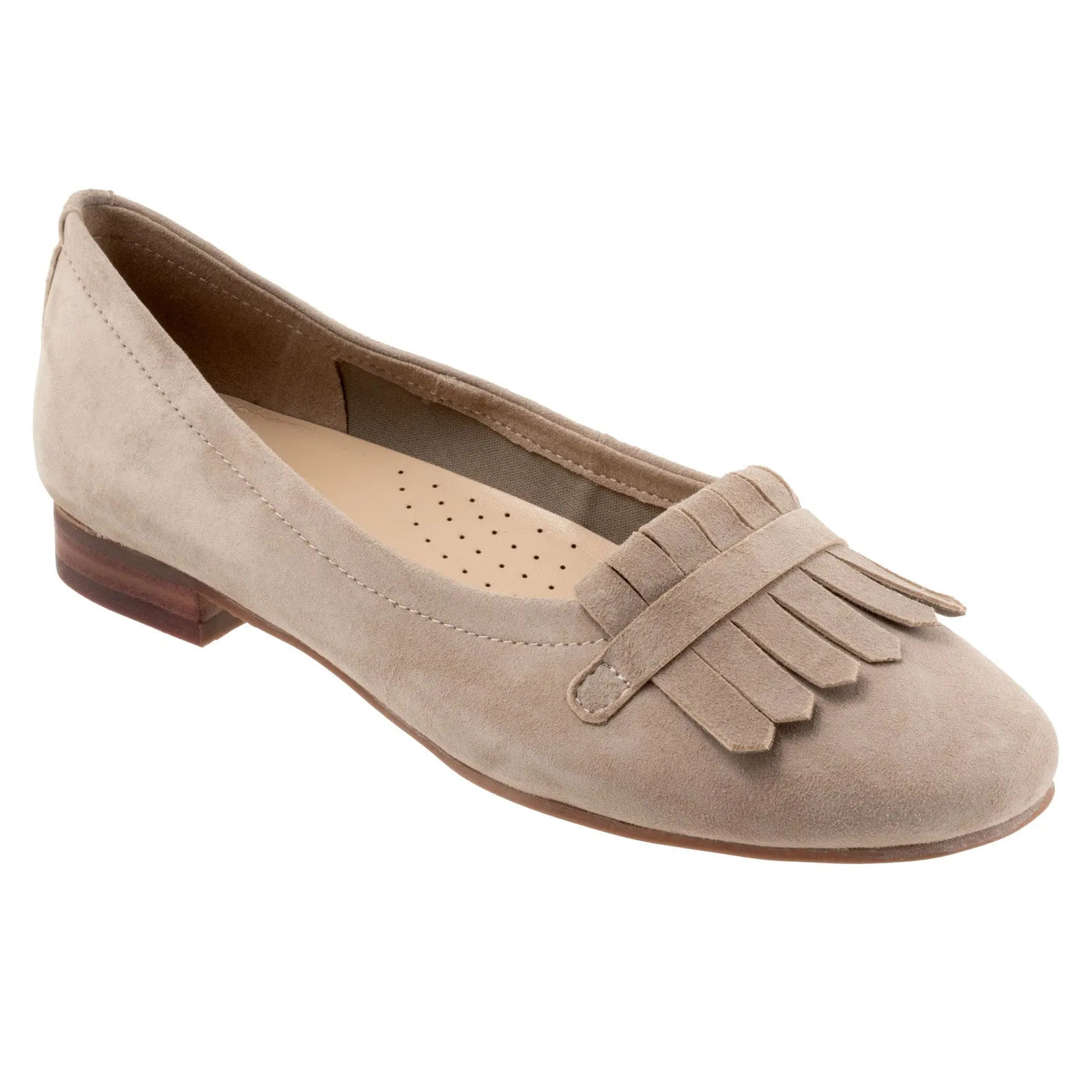 Trotters Greyson T2306-088 Womens Gray Wide Suede Loafer Flats Shoes