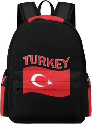 Turkey Flag Turkish Unisex Laptop Backpack Lightweight Shoulder Bag Travel Daypack