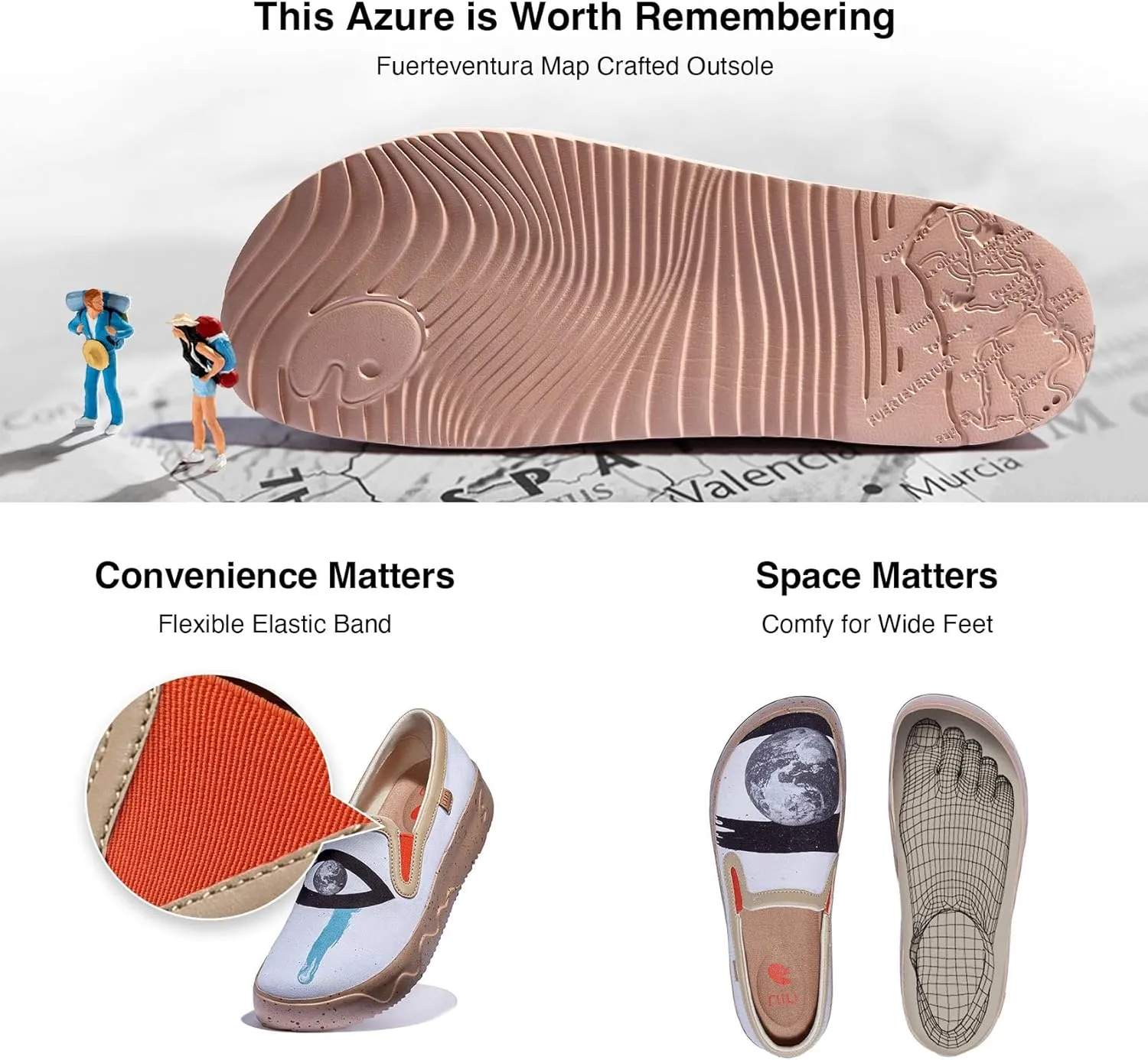 UIN Women's Art Painted Travel Shoes Slip On Casual Loafers Lightweight Comfort Fashion Sneaker Fuerteventura