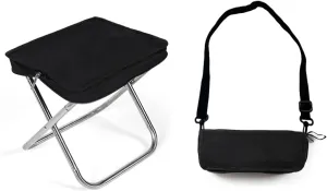 Ultra Lightweight Camping Stool - 350Lbs Heavy Duty Folding Stool with Adjustable Shoulder Strap, 1.5Lbs Compact Collapsible Footstool for Outdoor Travel, Hiking, Fishing, Concert, Picnic
