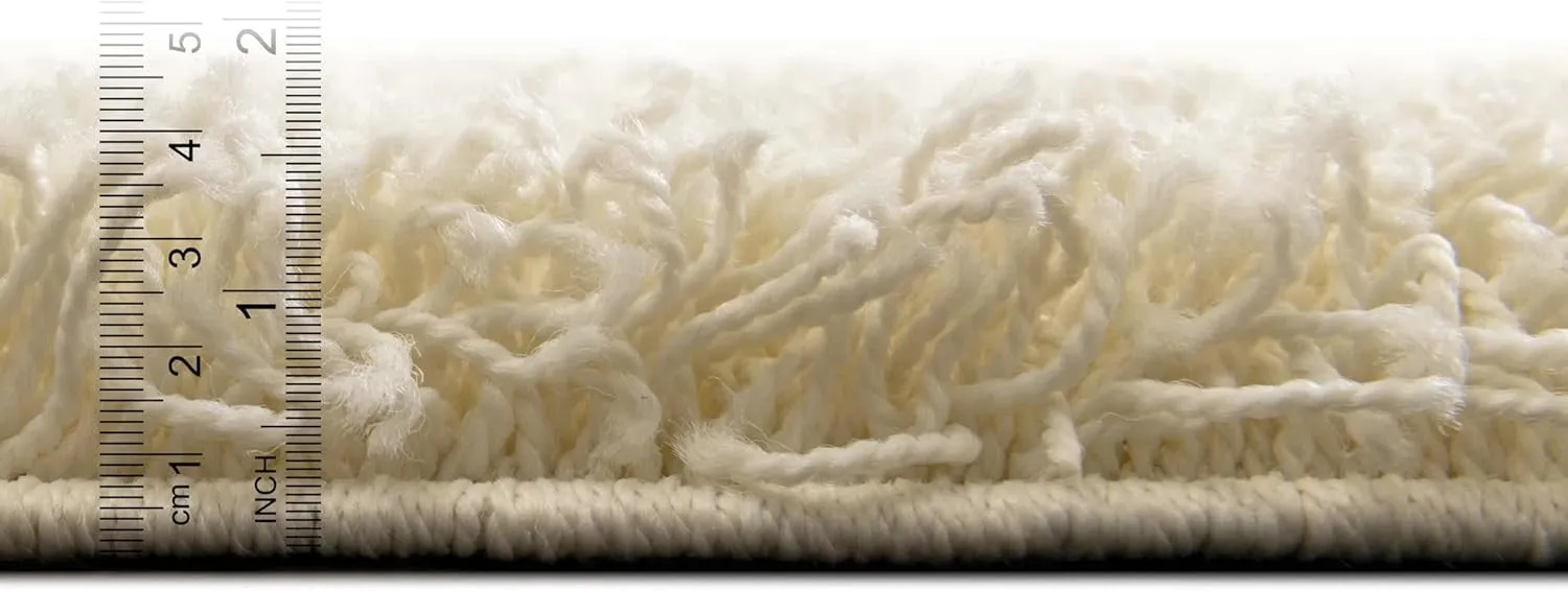 Unique Loom Solid Shag Collection Area Rug (7' 10" Square, Pure Ivory)