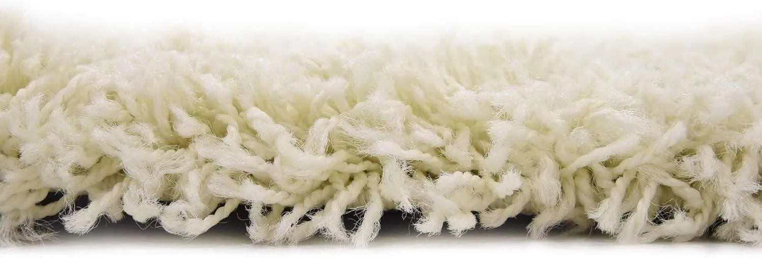 Unique Loom Solid Shag Collection Area Rug (7' 10" Square, Pure Ivory)
