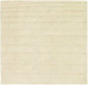 Unique Loom Solid Shag Collection Area Rug (7' 10" Square, Pure Ivory)