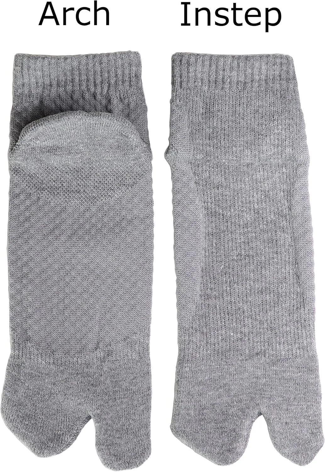 Unisex Arch Support 2 Toe Flip Flop Toe Tabi Toe Low Cut Socks, 3 Pairs