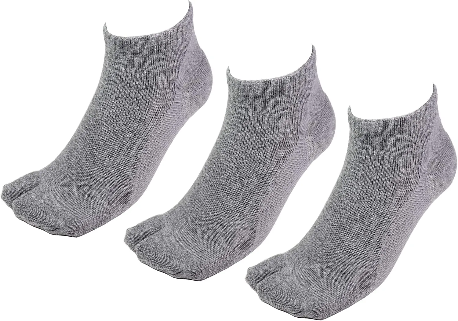 Unisex Arch Support 2 Toe Flip Flop Toe Tabi Toe Low Cut Socks, 3 Pairs