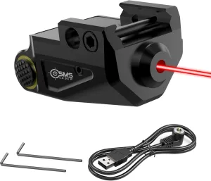 Updated Aluminum USB Rechargeable Red/Green/Blue Laser Sight for Pistol, Low Profile Picatinny Laser Compatible with 21MM Rail, Fits Glock Taurus g2c g3c Ruger Springfield H&K S&W, IPX6 Waterproof
