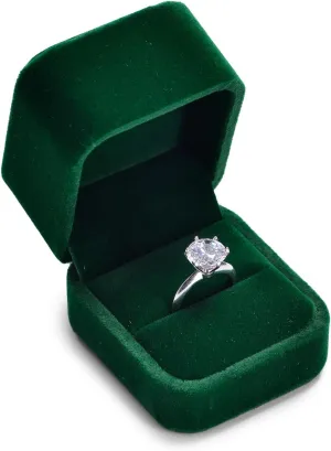 Velvet Ring Box Dark Green Ring Box Flip Top Velvet Ring Box for Proposal, Wedding, Birthday, Engagement