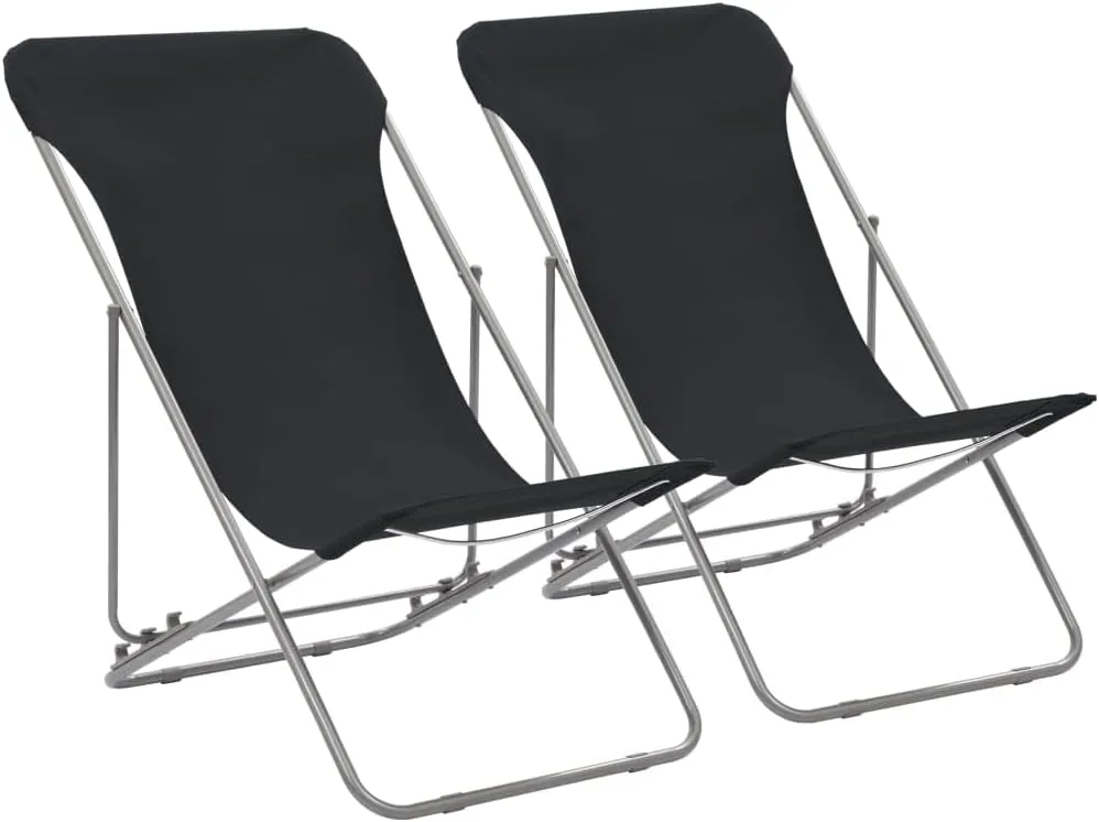 vidaXL Beach Chair Set of 2 Black