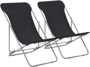 vidaXL Beach Chair Set of 2 Black