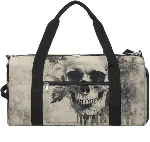 Vintage Gothic Skull Fitness Large Gym Bag for Unisex with Shoe Compartment & Wet Pocket