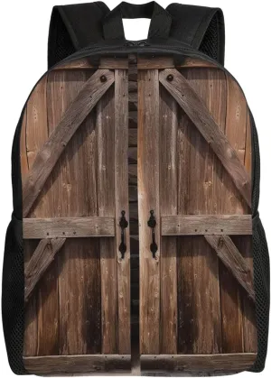 Vintage Wooden Barn Door Travel Laptop Backpack Waterproof Lightweight Cute Backpack For Women Men Casual Daypack