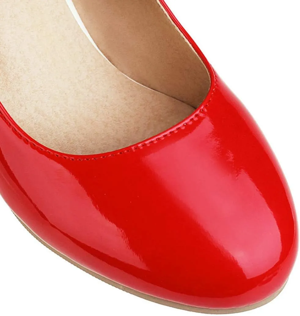 VOKLIN Women's Girls Lolita Sweet Bow Mary Jane Pumps Round Toe Ankle Strap Block High Heel Oxford Dress Shoes