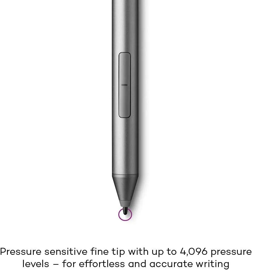 Wacom Bamboo Ink-Active Stylus (2nd Generation, with 4,096 Pressure Levels for Natural Writing & Making Notes on Pen-Compatible Touchscreen Devices with Microsoft Windows 10), Gray