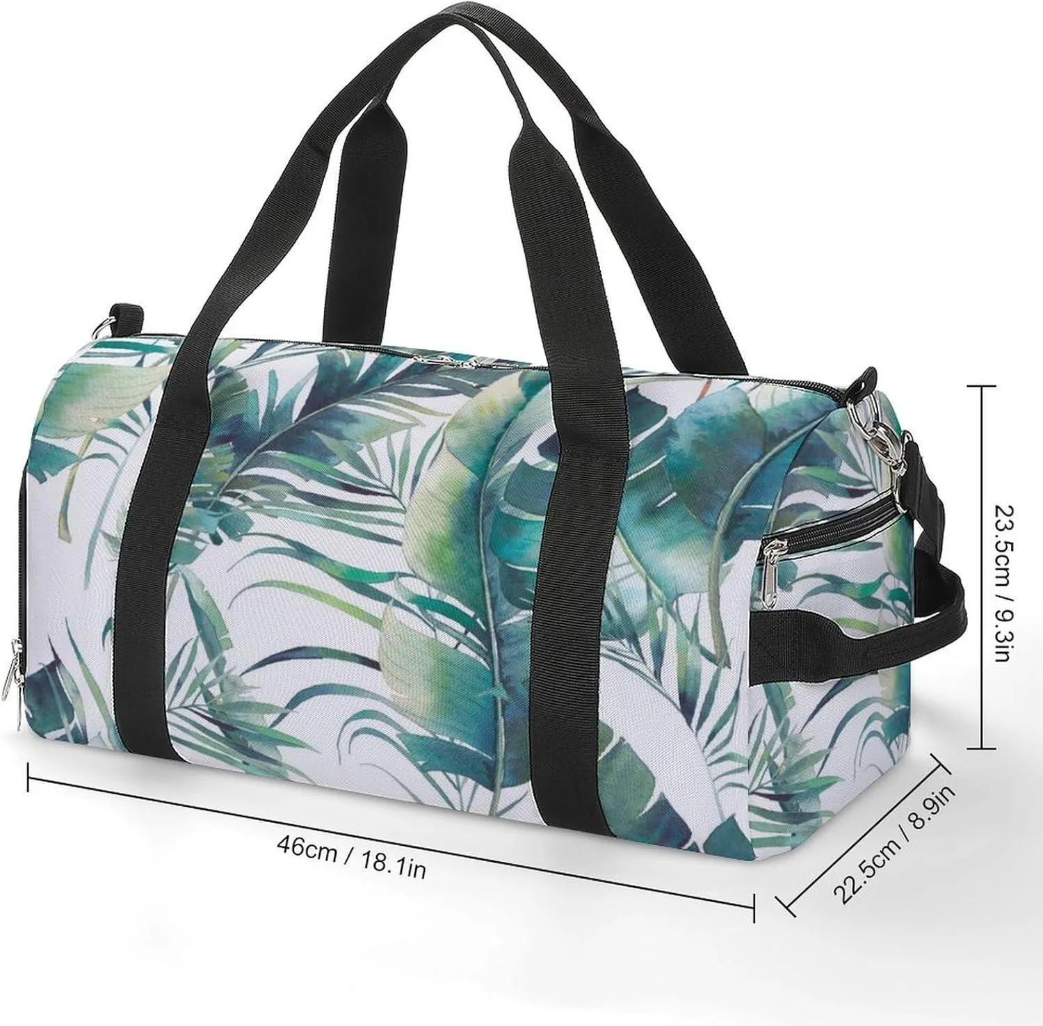 Watercolor Palm Trees And Banana Fitness Large Gym Bag for Unisex with Shoe Compartment & Wet Pocket