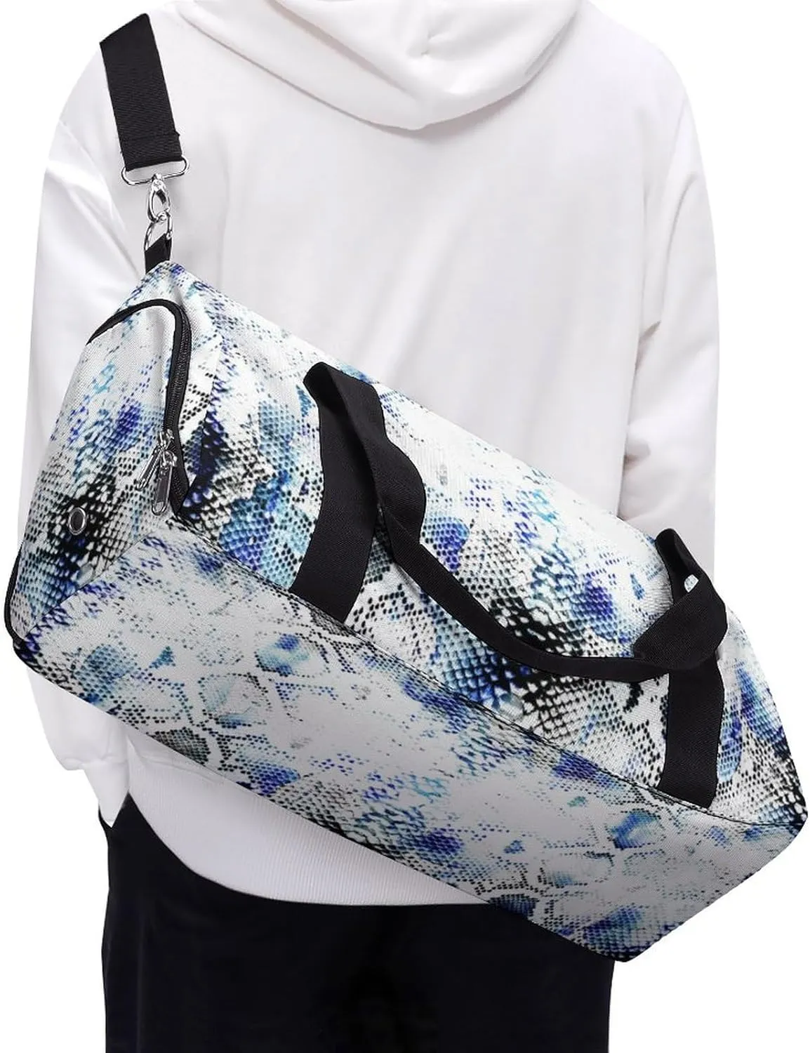 Watercolor Tie Dye Snake Skin Fitness Large Gym Bag for Unisex with Shoe Compartment & Wet Pocket