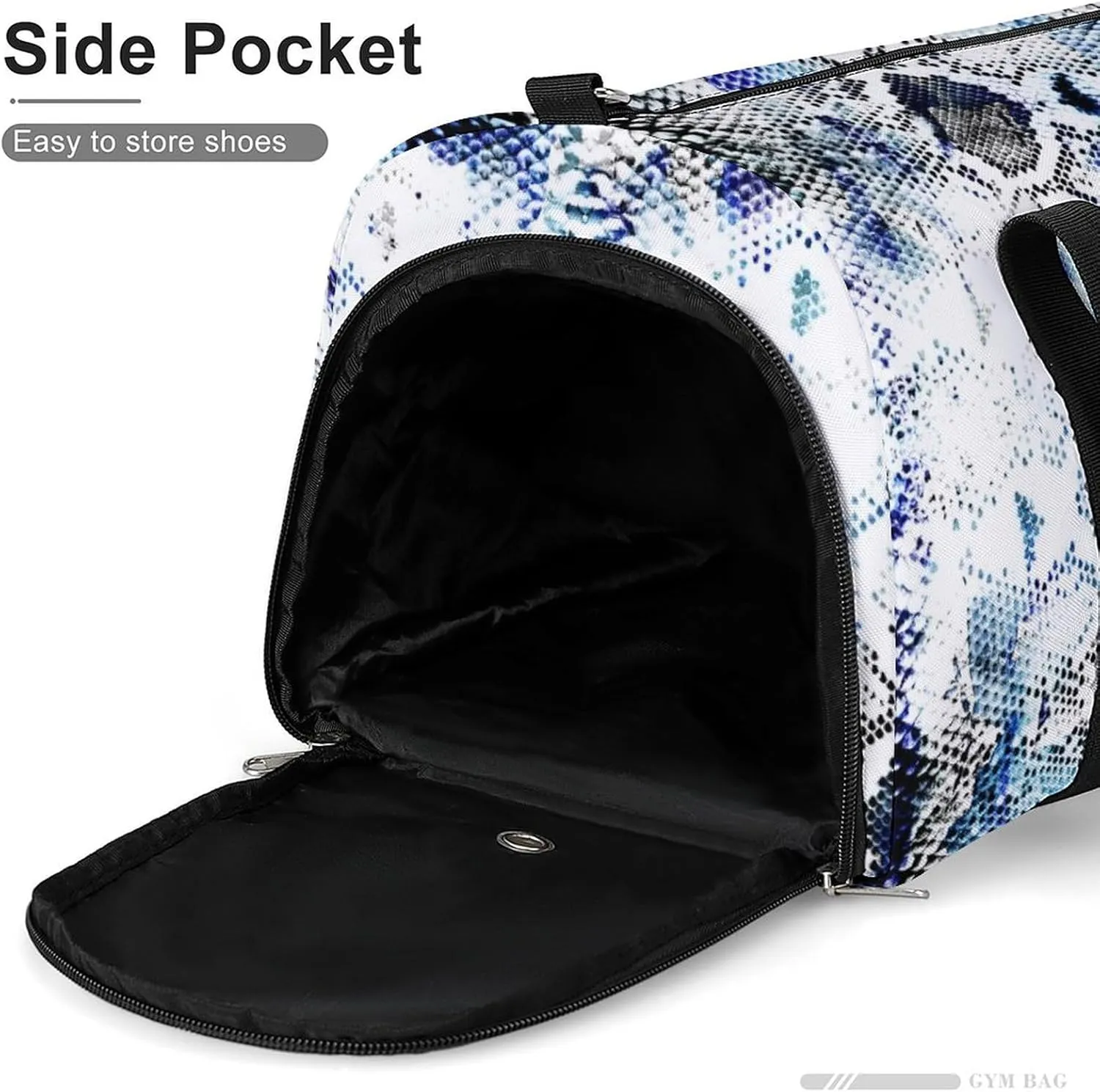 Watercolor Tie Dye Snake Skin Fitness Large Gym Bag for Unisex with Shoe Compartment & Wet Pocket
