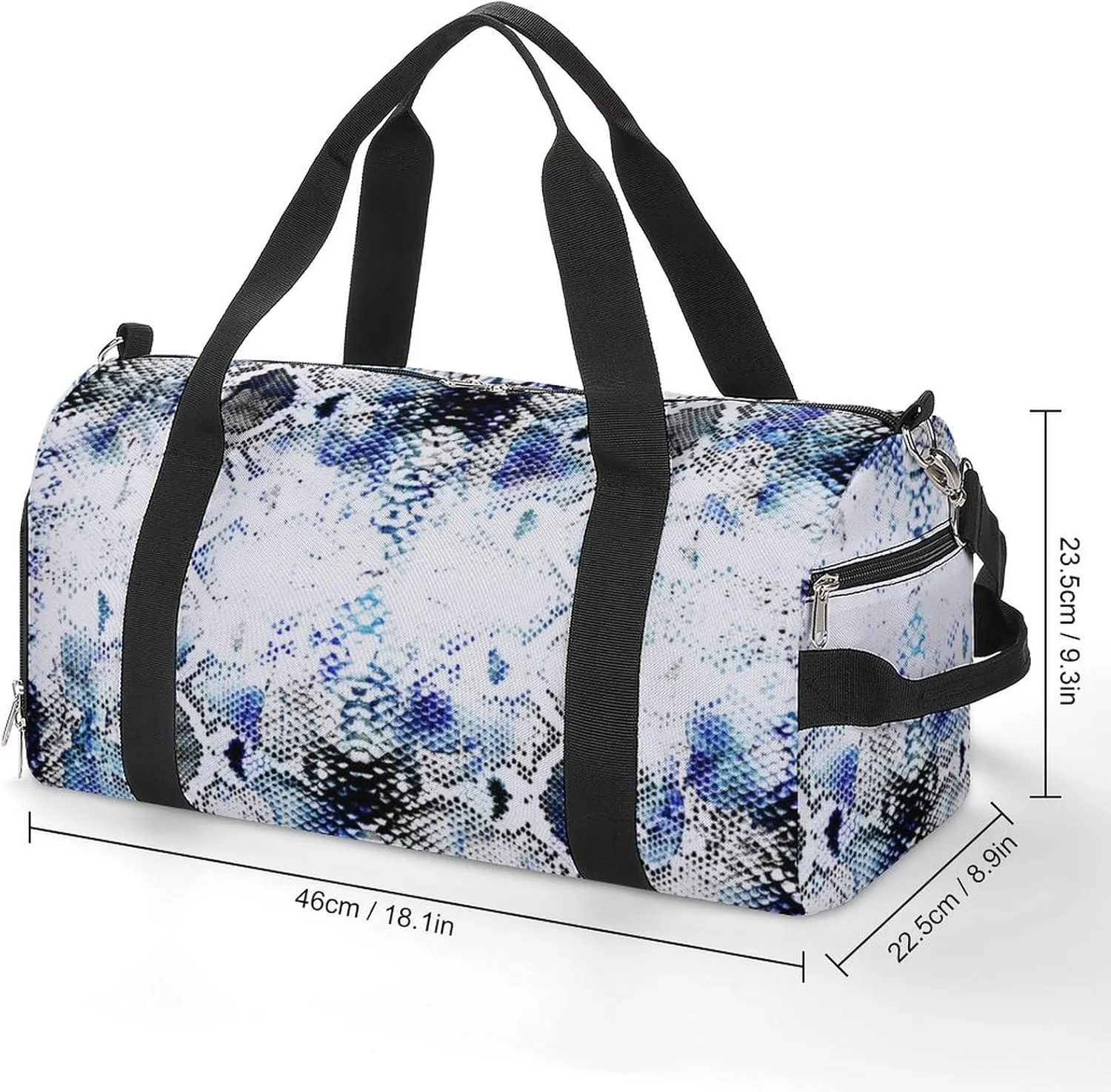 Watercolor Tie Dye Snake Skin Fitness Large Gym Bag for Unisex with Shoe Compartment & Wet Pocket