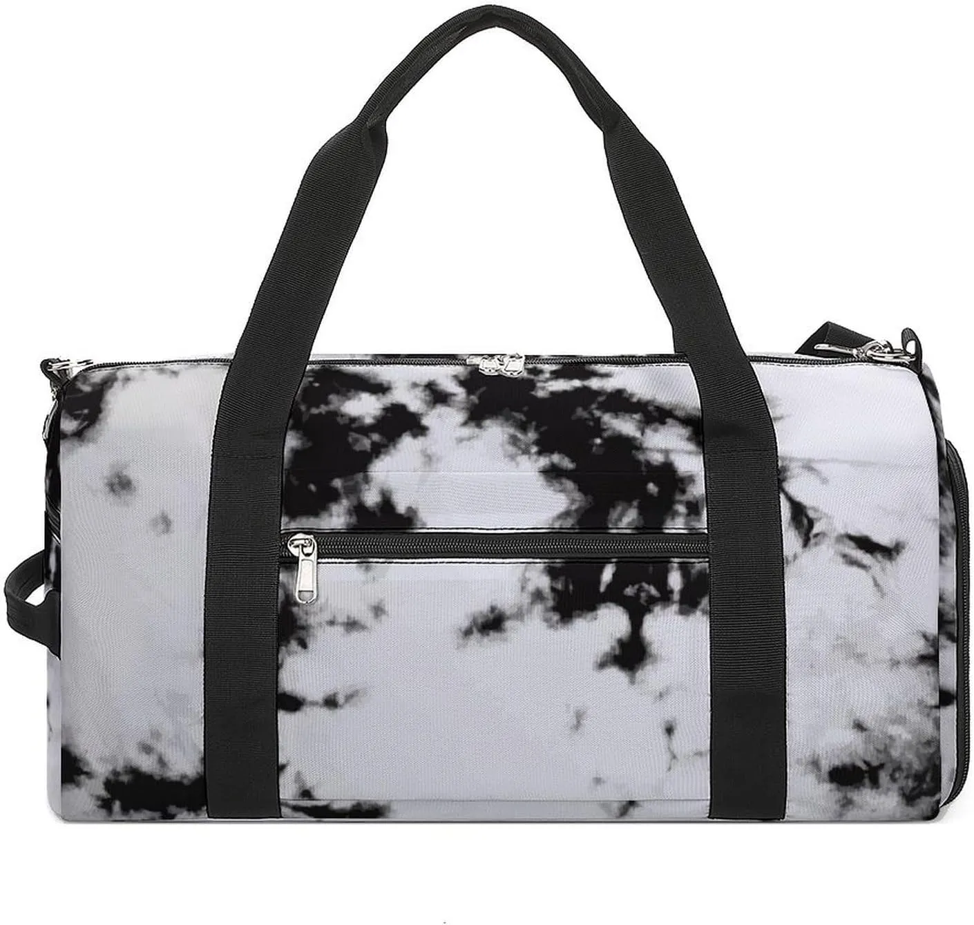 Watercolour Black White Tie Dye Fitness Large Gym Bag for Unisex with Shoe Compartment & Wet Pocket