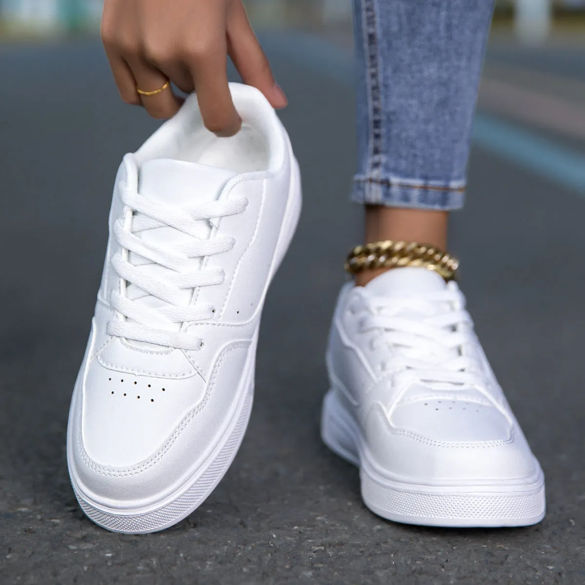 White Korean Breathable Casual Breathable Sneaker Adjustable Loyal customers
