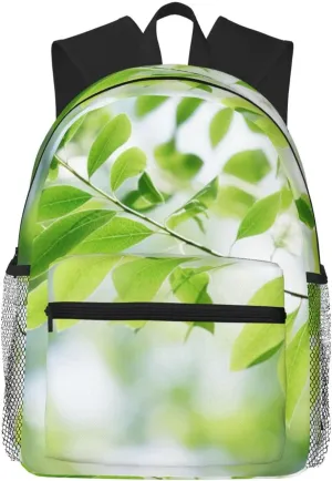White Natural Greenery Twig College Backpack For Women Men,Lightweight Travel Bag Backpack With Pockets for Women Men
