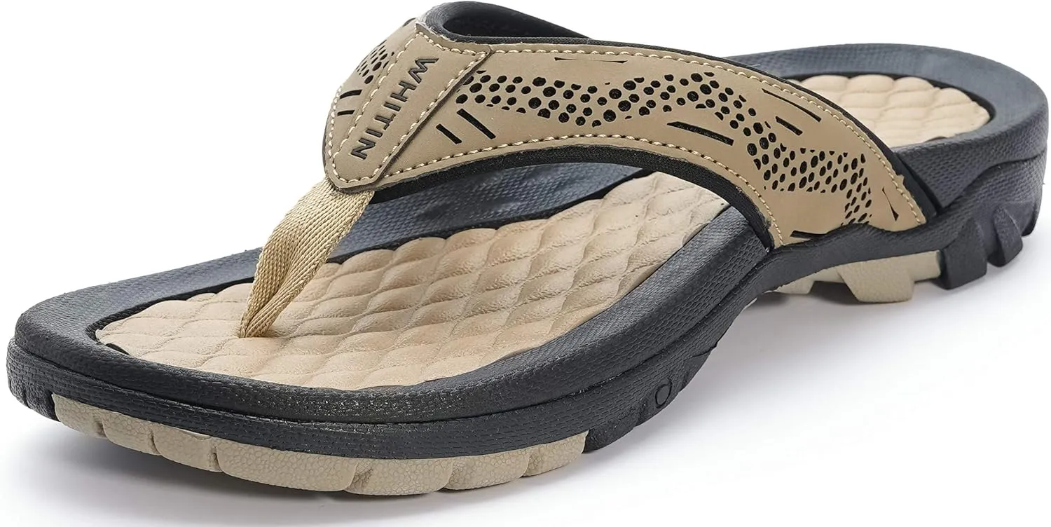 WHITIN Men's Flip Flops | Outdoor Thong Sandals | Arch Support | Slip Resistant