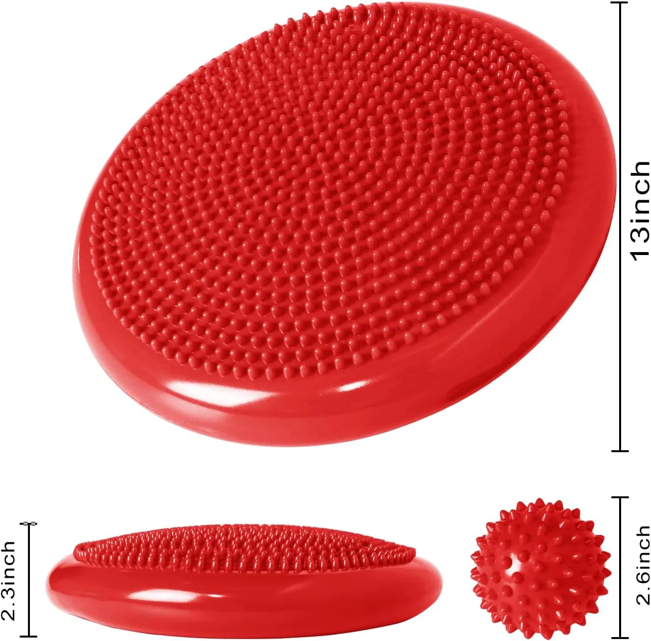 Wobble Cushion, Balance Disc, Wiggle Seat, Balance Pads for Physical Therapy, Stability Disc, Wobble Board for Dogs, Office, Sensory Kids, Classroom with Spiky Massage Ball