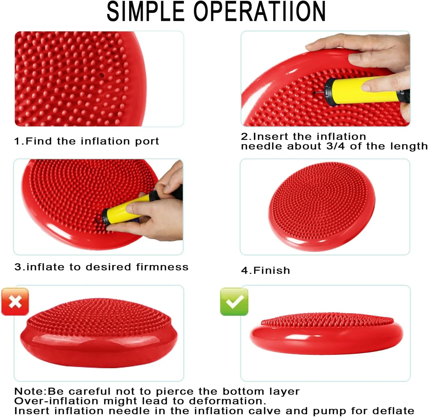 Wobble Cushion, Balance Disc, Wiggle Seat, Balance Pads for Physical Therapy, Stability Disc, Wobble Board for Dogs, Office, Sensory Kids, Classroom with Spiky Massage Ball