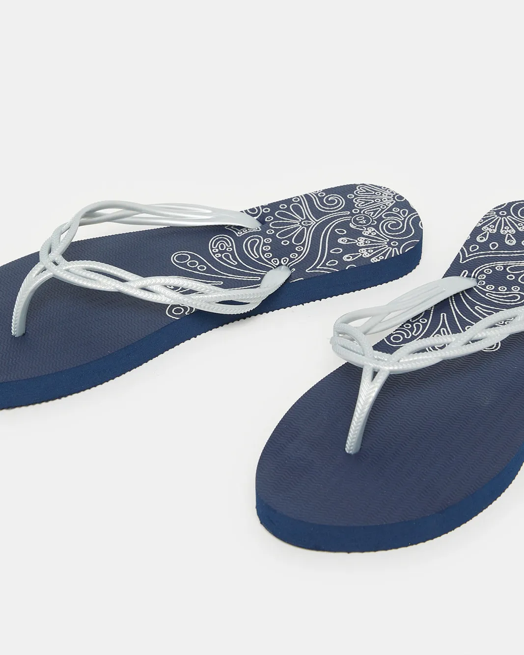 Women Blue With Silver Strap Flipflop